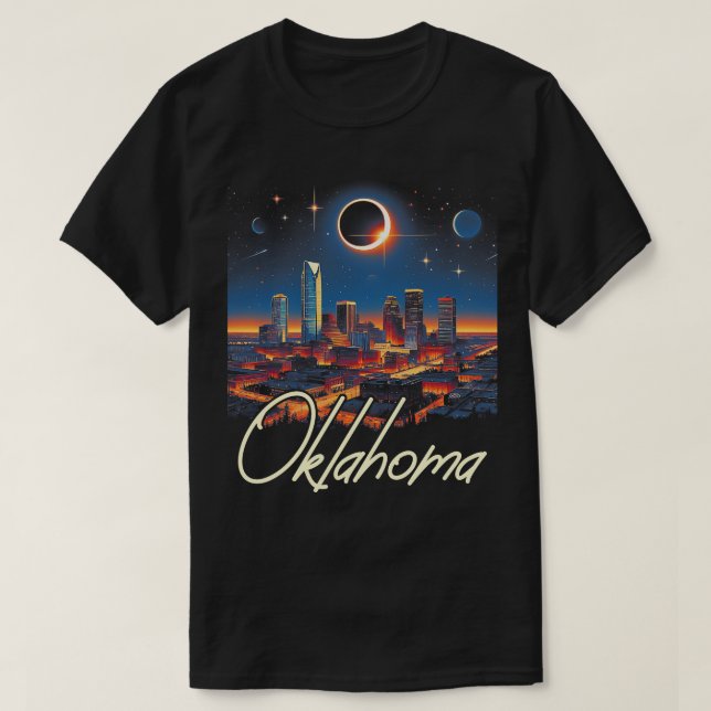 Camiseta Eclipse solar de Oklahoma 2024 Ecl solar nocturno  (Diseño del anverso)