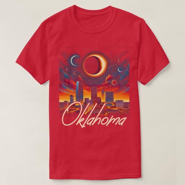 Camiseta Eclipse solar de Oklahoma 2024 Ecl solar nocturno  (Diseño del anverso)