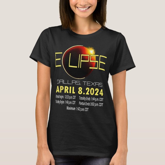 Camiseta Eclipse solar de Texas 2024 Funny Eclipse Solar en (Anverso)