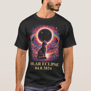 Camiseta Eclipse solar del gato 2024 Totalidad Abril 8 Homb
