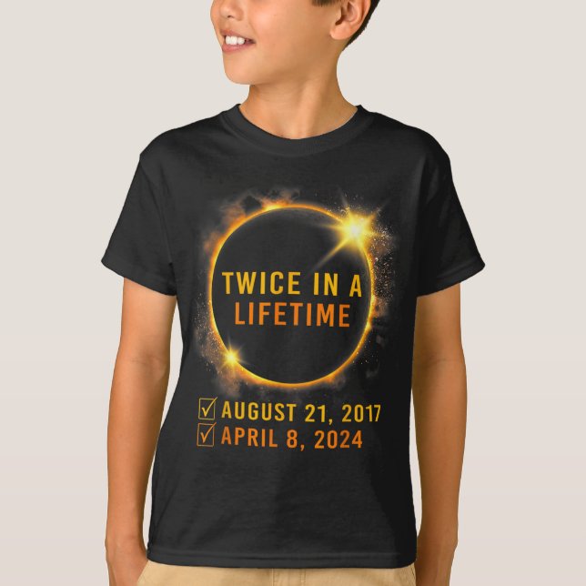 Camiseta Eclipse Solar Dos Veces En Eclipse Solar 2024 (Anverso)