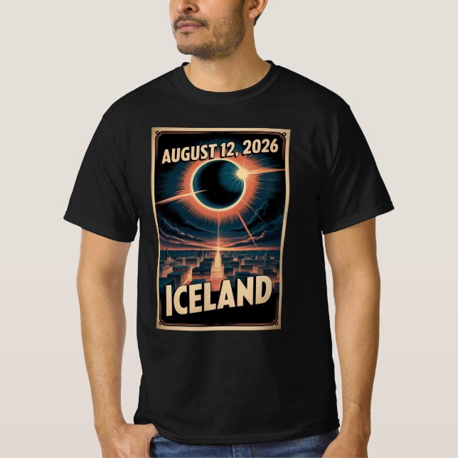 Camiseta Eclipse Solar Islandia 2026 Grupo Reykjav (Anverso)