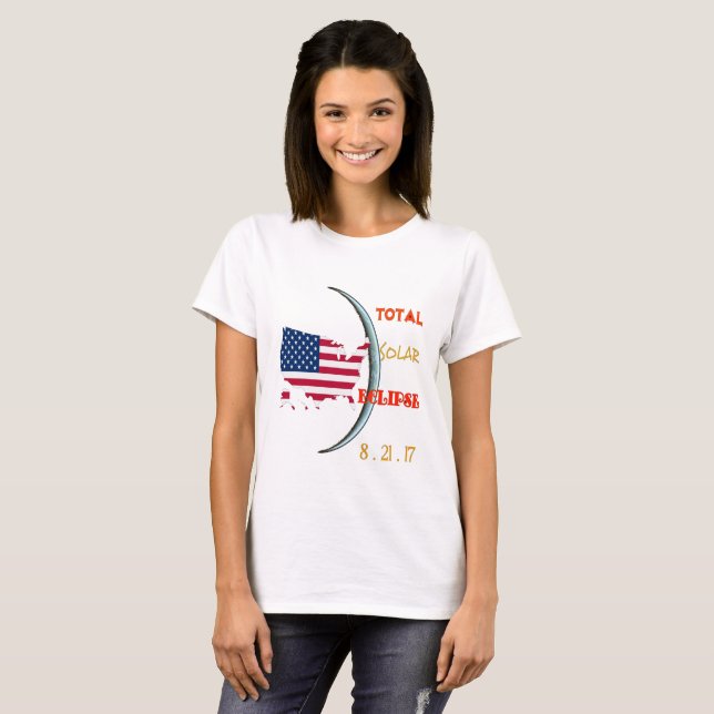 Camiseta Eclipse solar los E.E.U.U. 21 de agosto total.  (Anverso completo)