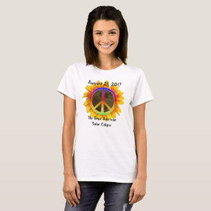 Camiseta Eclipse solar, símbolo de girasol y paz de 2017