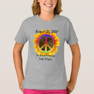 Camiseta Eclipse solar, símbolo de girasol y paz de 2017