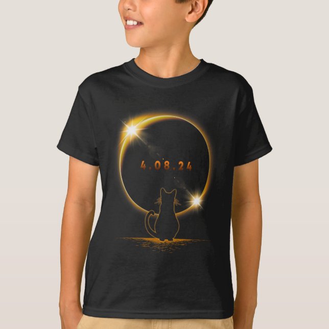 Camiseta Eclipse Solar T Gato Con Glass De Eclipse Solar (Anverso)