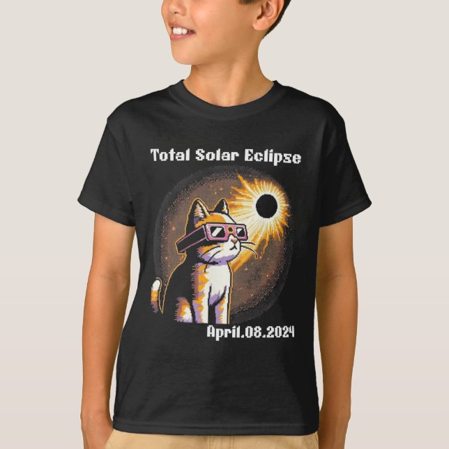 Camiseta Eclipse solar Tee 2024 Gato con eclipse solar G (Anverso)