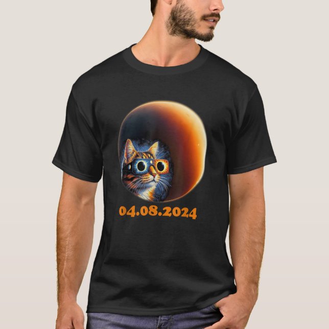 Camiseta Eclipse Solar Total 04 Abr 08 2024 Gato de Totalid (Anverso)