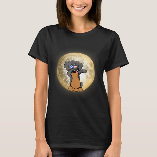 Camiseta Eclipse solar total 2017 Dabbing Dachshund Moon (Anverso)