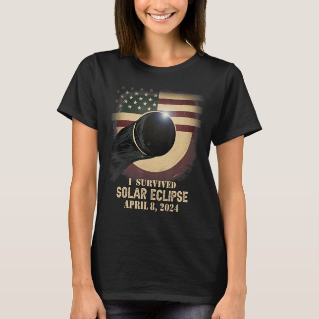 Camiseta Eclipse solar total 2024 de la bandera estadounide (Anverso)