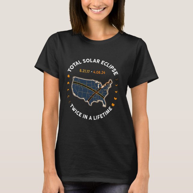 Camiseta Eclipse Solar Total 2024 Dos Veces En La Vida 2017 (Anverso)