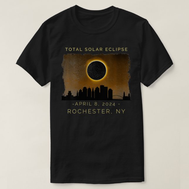 Camiseta Eclipse solar total 2024 en Rochester New Y (Diseño del anverso)