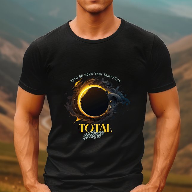 Camiseta Eclipse solar total 2024 Estado de su ciudad (Subido por el creador)