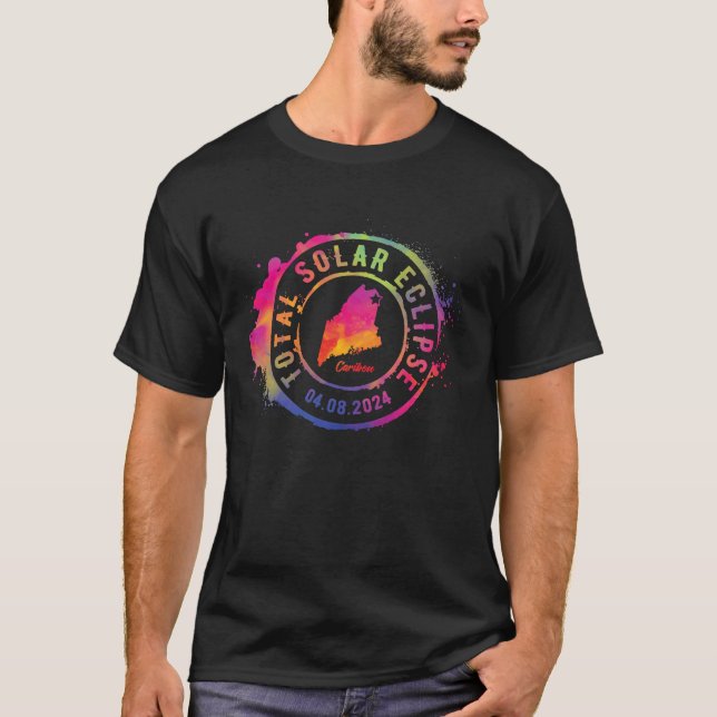 Camiseta Eclipse solar total 2024 Estados Unidos Maine Cari (Anverso)