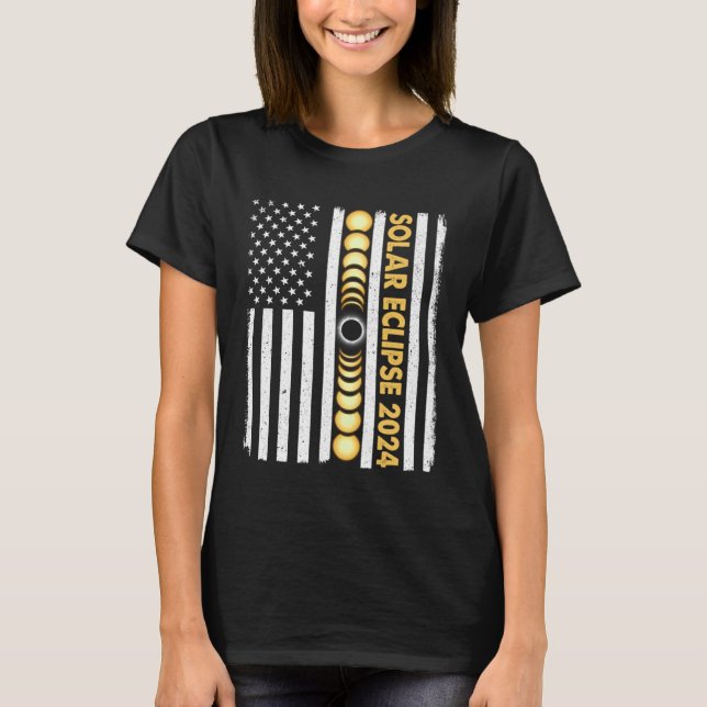 Camiseta Eclipse solar total 2024 Fases totales EE.UU. (Anverso)