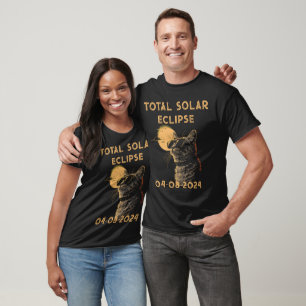 Camiseta eclipse solar total 2024 gato divertido en gafas