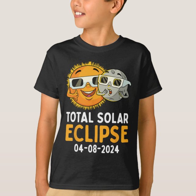 Camiseta Eclipse solar total 2024 Glasses Divertido Sol Lun (Anverso)