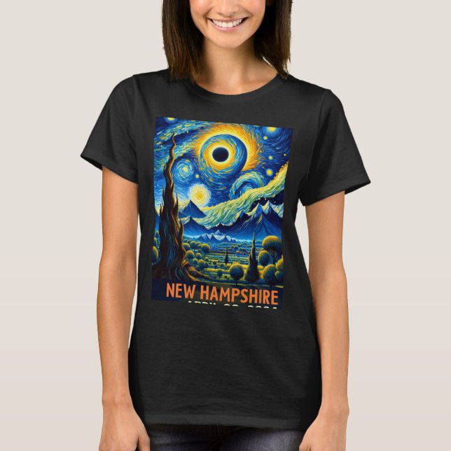 Camiseta Eclipse solar total 2024 New Hampshire Starry Nigh (Anverso)