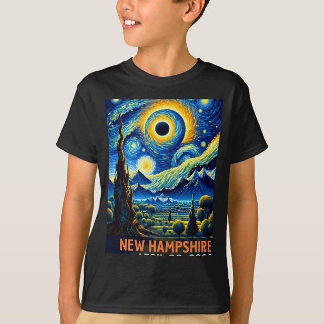 Camiseta Eclipse solar total 2024 New Hampshire Starry Nigh (Anverso)