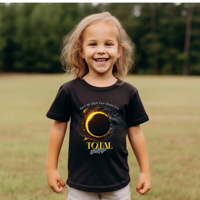 Camiseta Eclipse solar total 2024 Niños del estado de su ci (Subido por el creador)