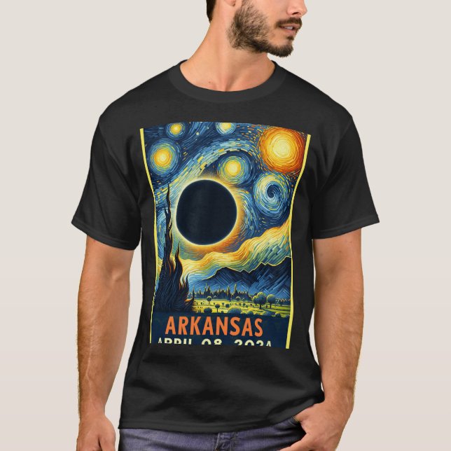 Camiseta Eclipse solar total 2024 Noche estrellada (Anverso)