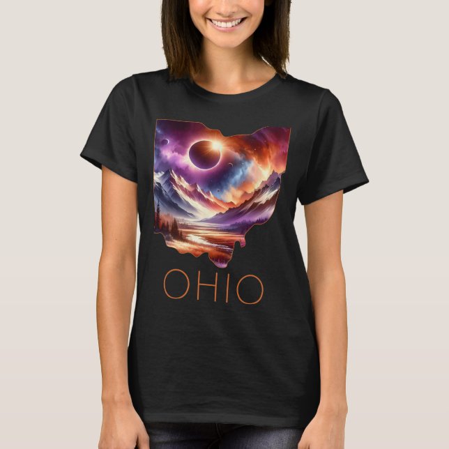Camiseta Eclipse solar total 2024 Ohio estatal Totalidad Ab (Anverso)