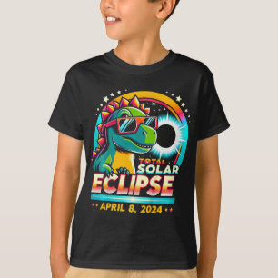 Camiseta Eclipse solar total 2024 T-rex con vidrio solar