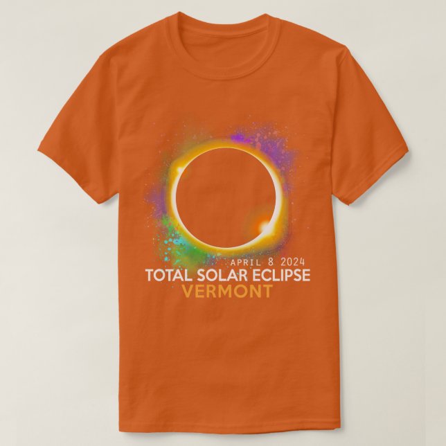 Camiseta Eclipse solar total 2024 Totalidad 040824 Vermont  (Diseño del anverso)