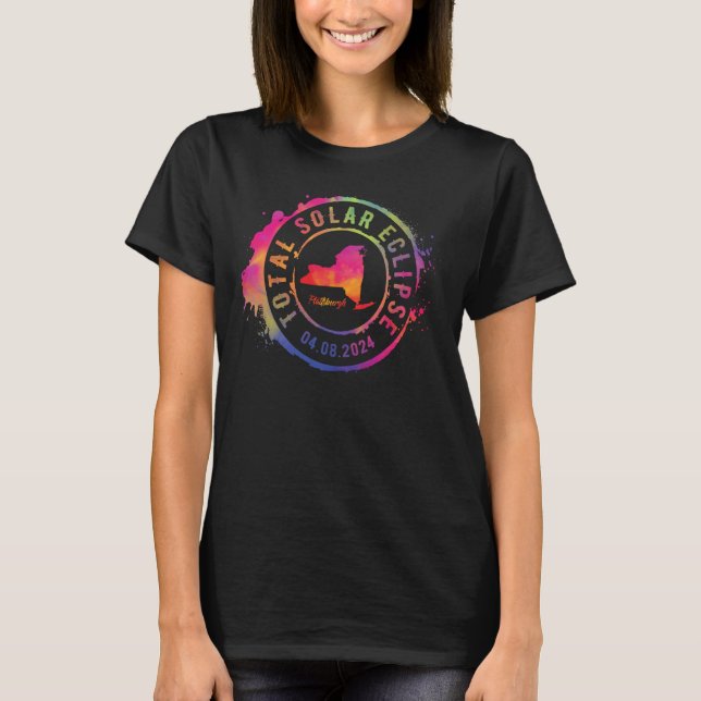 Camiseta Eclipse solar total 2024 USA Plattsburgh de Nueva  (Anverso)