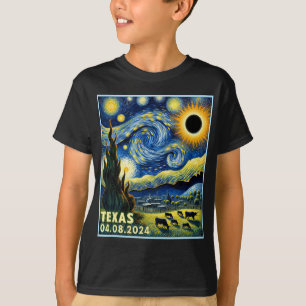 Camiseta Eclipse solar total 2024 Van Gogh Starry Night Sty
