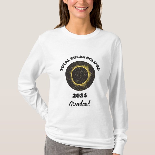 Camiseta Eclipse Solar Total 2026 Manga Larga Mujer (Anverso)