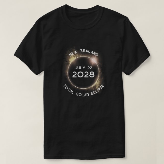 Camiseta Eclipse solar total 2028 Nueva Zelandia (Diseño del anverso)