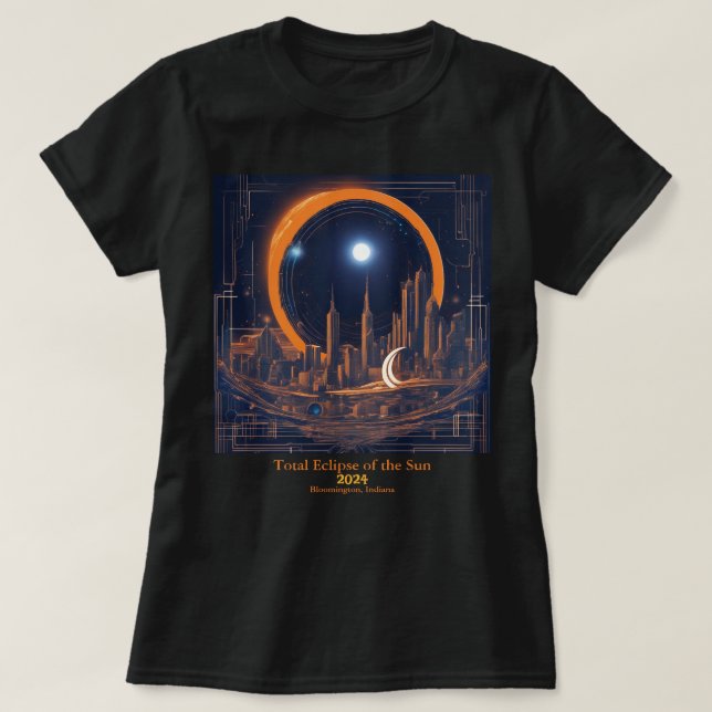 Camiseta Eclipse solar total 2 lados de tu paisaje de texto (Diseño del anverso)