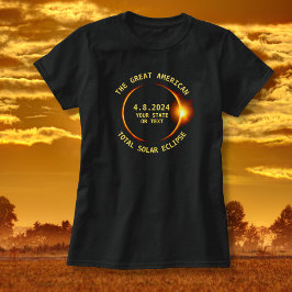 Camiseta Eclipse solar total 4.8.2024 USA Añadir su estado