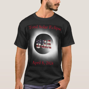 Camiseta Eclipse solar total 8 de abril de 2024 bandera de 