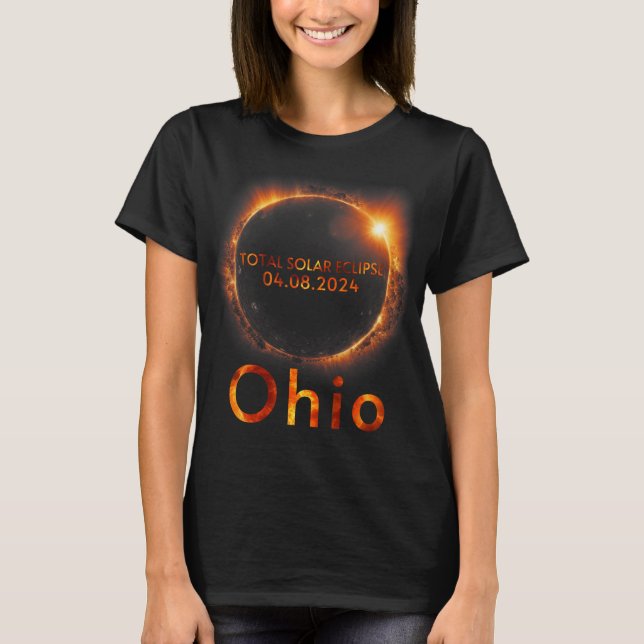 Camiseta Eclipse solar total 8 de abril de 2024 Ohio Solar  (Anverso)
