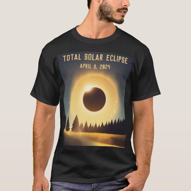 Camiseta Eclipse solar total 8 de abril de 2024 paisaje (Anverso)
