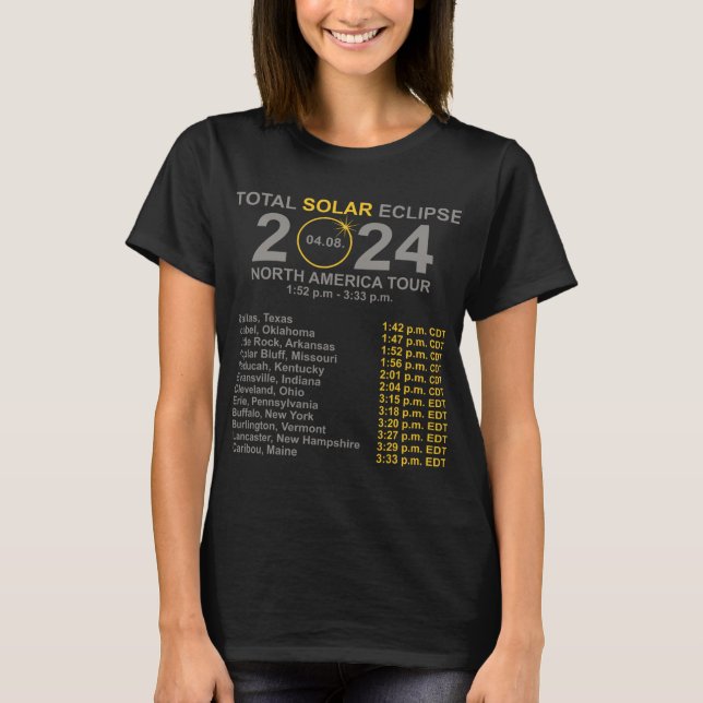 Camiseta Eclipse Solar Total 8 De Abril Ruta Del Eclipse (Anverso)