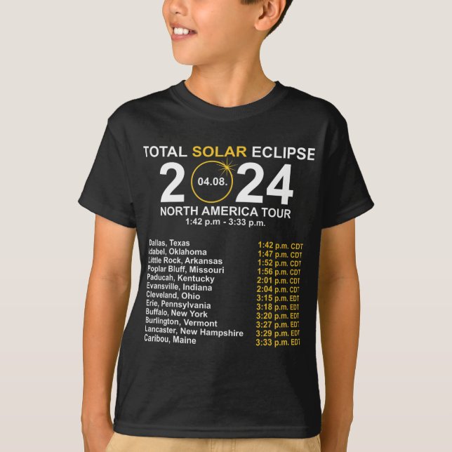 Camiseta Eclipse Solar Total 8 De Abril Ruta Del Eclipse (Anverso)