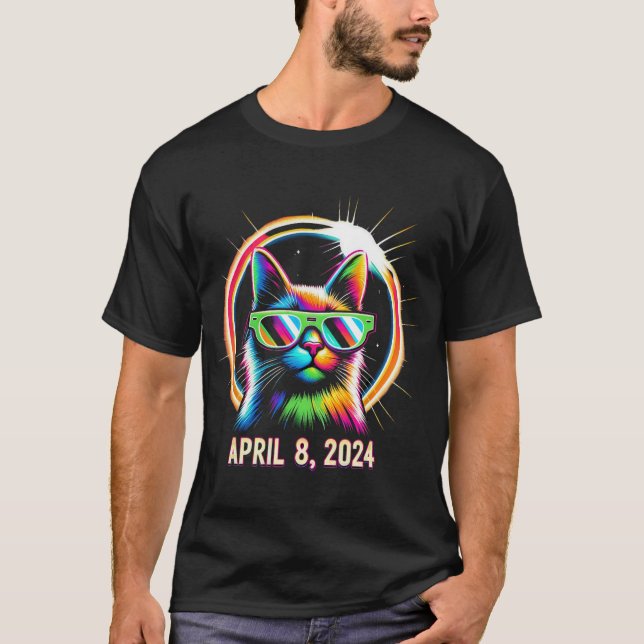 Camiseta Eclipse solar total abril 08 2024 Guay Cat Solar E (Anverso)