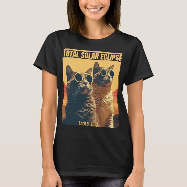Camiseta Eclipse solar total Abril 8 Cats eclipses (Anverso)