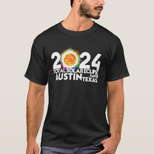 Camiseta Eclipse solar total Austin Texas 8 de abril de 202 (Anverso)