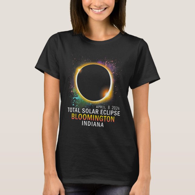 Camiseta Eclipse solar total de Bloomington Indiana 8 de ab (Anverso)