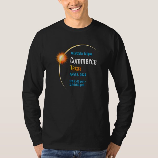 Camiseta Eclipse solar total de Commerce Texas Tx 2024 1 (Anverso)
