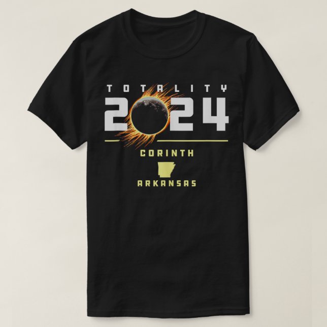 Camiseta Eclipse solar total de Corinth Arkansas 2024 (Diseño del anverso)