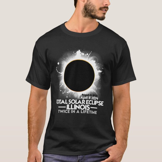 Camiseta Eclipse solar total de dos veces en la vida ILLINO (Anverso)
