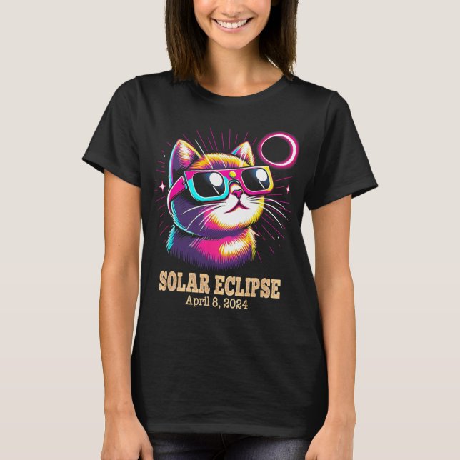Camiseta Eclipse solar total de gato 8 de abril (Anverso)