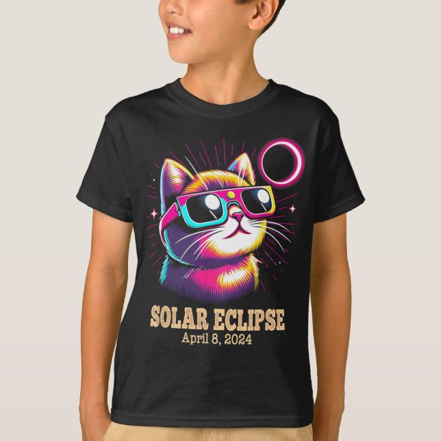 Camiseta Eclipse solar total de gato 8 de abril (Anverso)