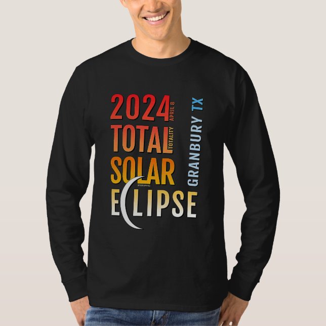 Camiseta Eclipse solar total de Granbury Texas TX 2024 5 (Anverso)