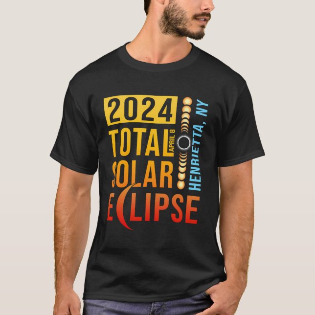 Camiseta Eclipse solar total de Henrietta New York 2024 (Anverso)